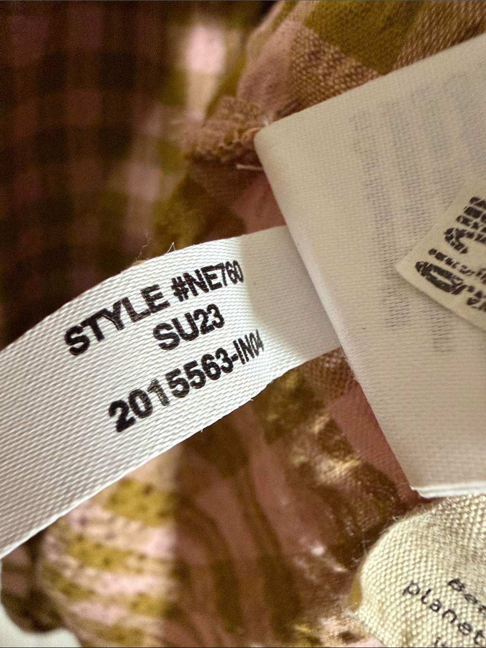 Madewell Pink & Olive Gingham Puff Sleeve Cotton Mini Dress Pockets - Picture 6 of 7